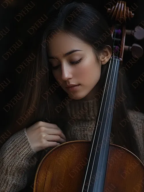 Giovane donna che suona il violoncello in un'atmosfera intima e contemplativa