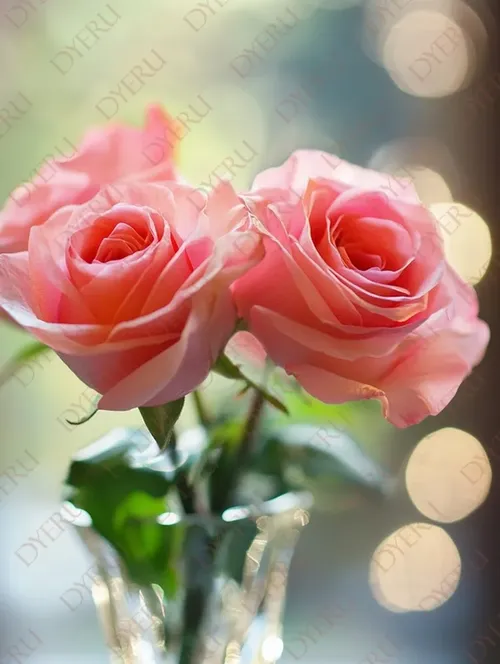 Rosa rosa delicata in vaso con sfondo sfocato luminoso