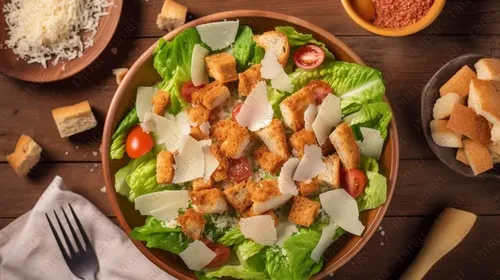 Insalata Caesar Fresca con Crostini e Pomodorini