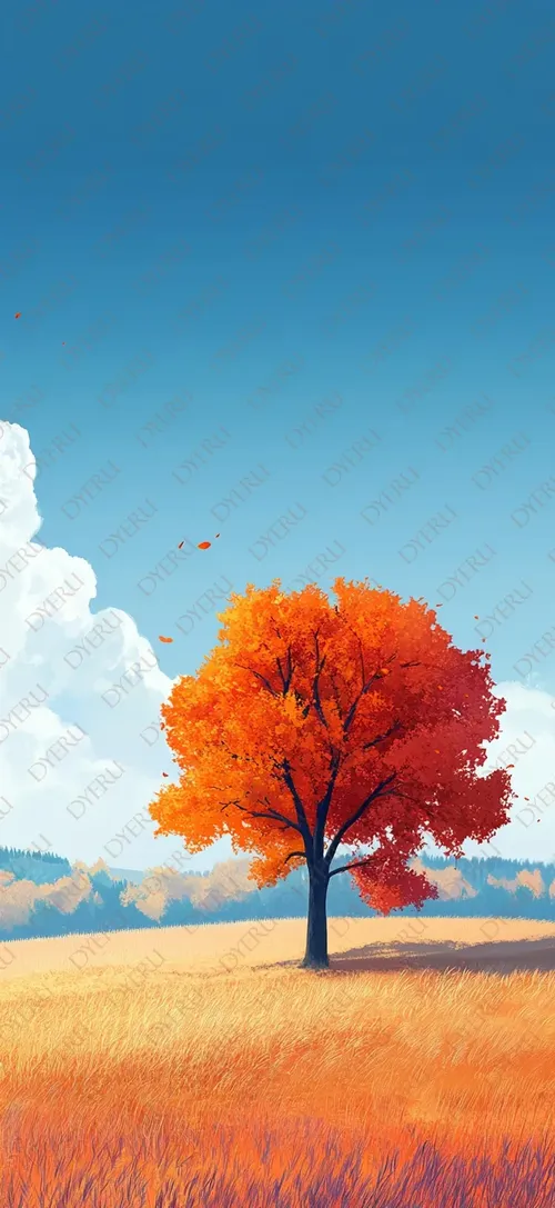 Albero di autunno solitario in un campo dorato