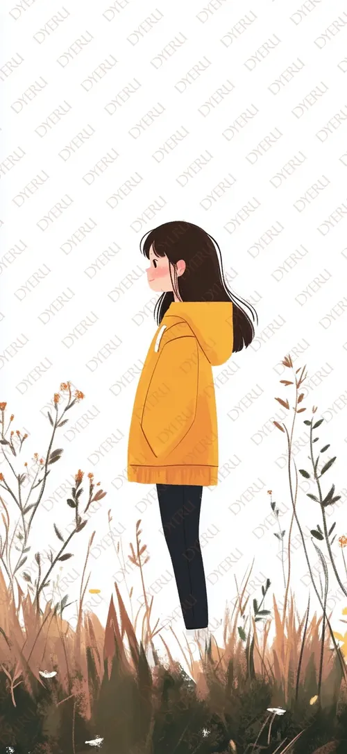 Ragazza in Felpa Gialla tra Fiori Selvatici