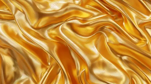 Tessuto di seta dorata lucida e ondulata